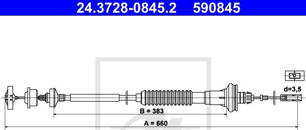 ATE 24.3728-0845.2 - LINKA SPRZĘGŁA PEUGEOT 206 1.1-1.6 98-