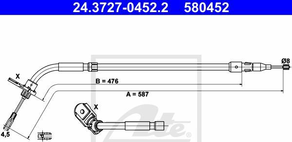 ATE 24.3727-0452.2 - LINKA HAM. RĘCZ. DB T. W169-W245 04-12 LE
