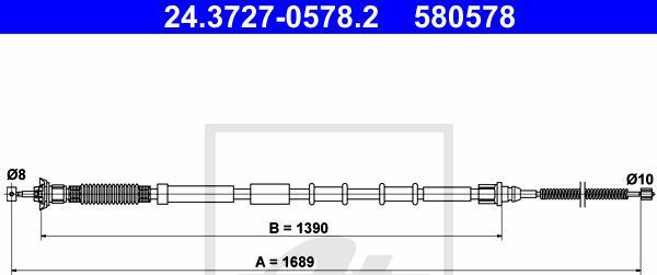 ATE 24.3727-0578.2 - LINKA HAM. RĘCZ. FIAT T. PUNTO GRANDE-EVO 05- LE