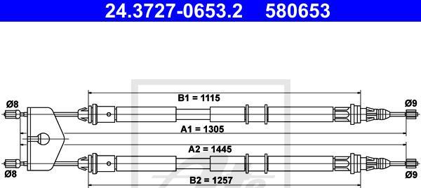 ATE 24.3727-0653.2 - LINKA HAM. RĘCZ. FORD T. FIESTA-FUSION 95- LE-PR KPL.