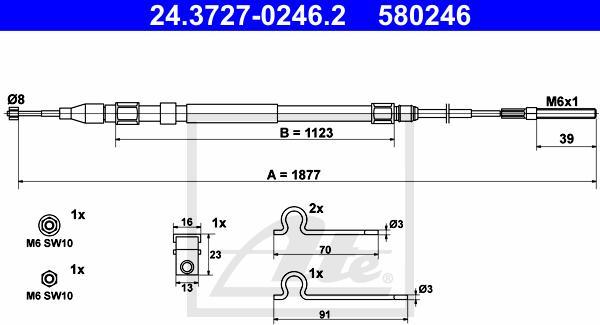ATE 24.3727-0246.2 - LINKA HAM. RĘCZ. BMW T. E39 95-04 PR