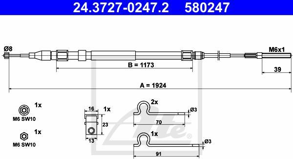 ATE 24.3727-0247.2 - LINKA HAM. RĘCZ. BMW T. E39 95-04 LE