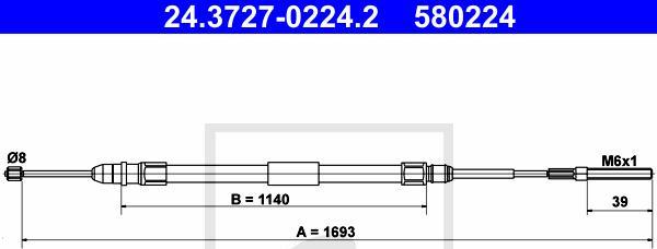 ATE 24.3727-0224.2 - LINKA HAM. RĘCZ. BMW T. E46 99-05 LE