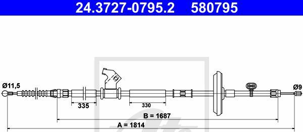 ATE 24.3727-0795.2 - LINKA HAM. RĘCZ. OPEL T. ASTRA J 09--CHEVROLET CRUZE 09- PR
