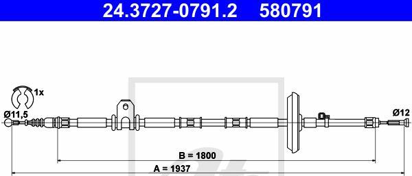 ATE 24.3727-0791.2 - LINKA HAM. RĘCZ. OPEL T. INSIGNIA 08- LE-PR