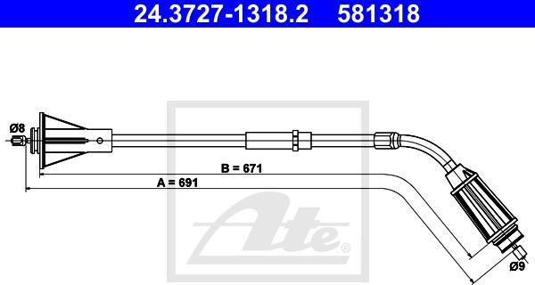 ATE 24.3727-1318.2 - LINKA HAM. RĘCZ. VOLVO T. S80 2.0-4.4 06-16 PR