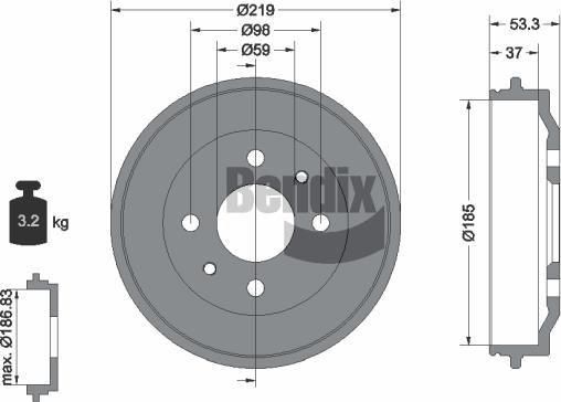 BENDIX Braking BDM1004 — Bęben hamulcowy