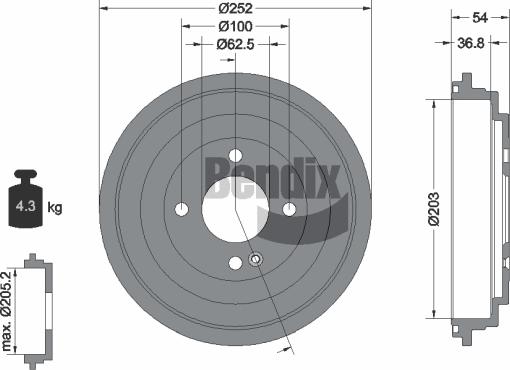 BENDIX Braking BDM1167 — Bęben hamulcowy