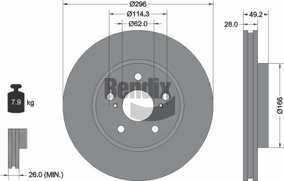 BENDIX Braking BDS1914 — Tarcza hamulcowa