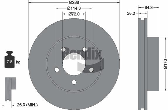 BENDIX Braking BDS1985HC — Tarcza hamulcowa