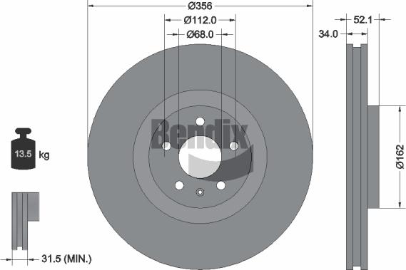 BENDIX Braking BDS1455 — Tarcza hamulcowa