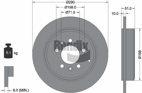 BENDIX Braking BDS1452 — Tarcza hamulcowa