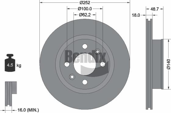 BENDIX Braking BDS1400 — Tarcza hamulcowa