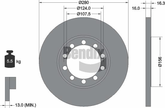 BENDIX Braking BDS1408 — Tarcza hamulcowa
