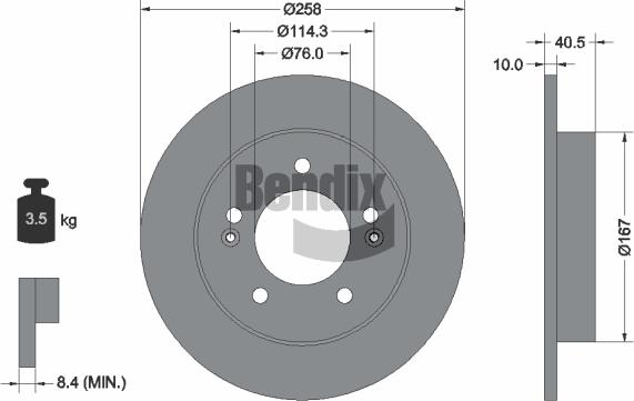 BENDIX Braking BDS1424 — Tarcza hamulcowa