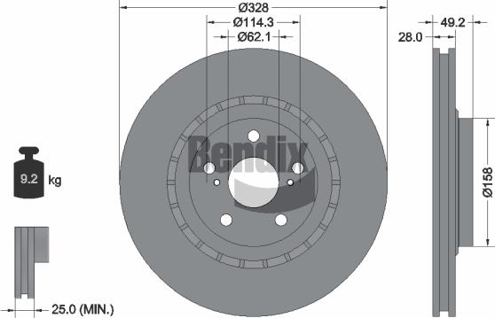 BENDIX Braking BDS1426HC — Tarcza hamulcowa
