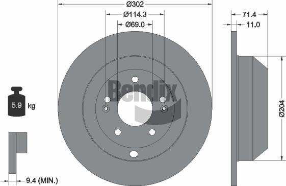 BENDIX Braking BDS1472 — Tarcza hamulcowa