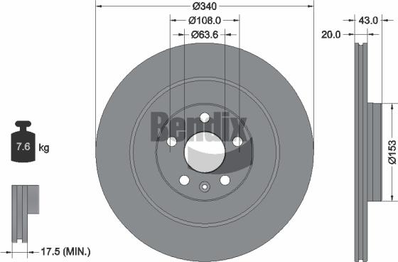 BENDIX Braking BDS1594 — Tarcza hamulcowa