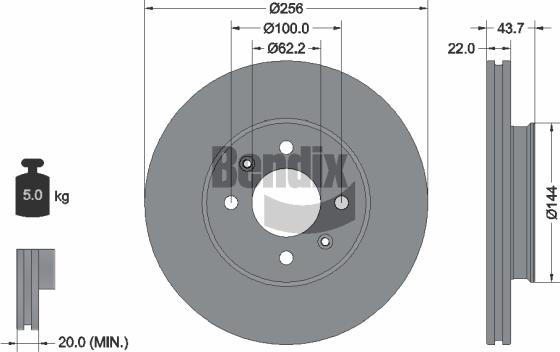 BENDIX Braking BDS1595 — Tarcza hamulcowa