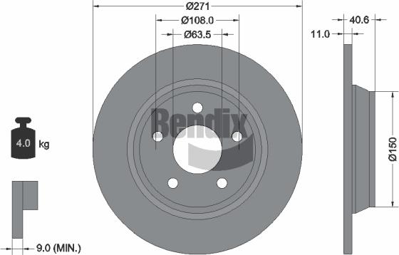 BENDIX Braking BDS1590 — Tarcza hamulcowa