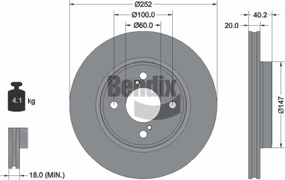 BENDIX Braking BDS1591 — Tarcza hamulcowa