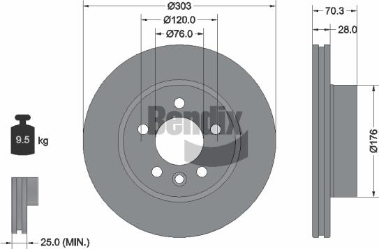 BENDIX Braking BDS1540 — Tarcza hamulcowa