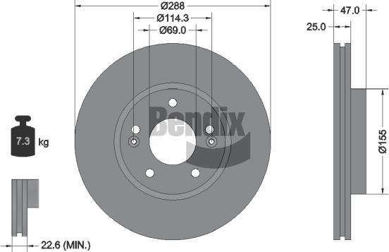 BENDIX Braking BDS1542 — Tarcza hamulcowa