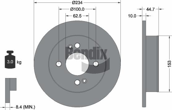 BENDIX Braking BDS1555 — Tarcza hamulcowa