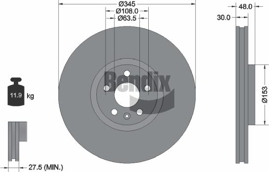 BENDIX Braking BDS1553HC — Tarcza hamulcowa