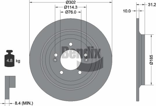 BENDIX Braking BDS1569 — Tarcza hamulcowa