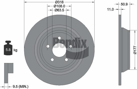 BENDIX Braking BDS1560 — Tarcza hamulcowa