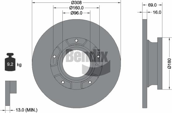 BENDIX Braking BDS1561 — Tarcza hamulcowa