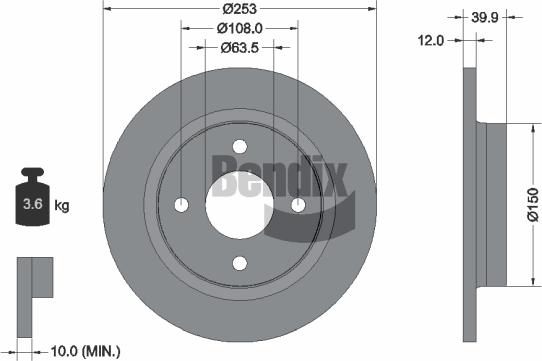 BENDIX Braking BDS1563 — Tarcza hamulcowa