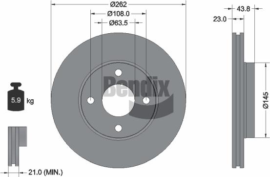 BENDIX Braking BDS1562 — Tarcza hamulcowa
