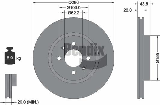 BENDIX Braking BDS1508 — Tarcza hamulcowa