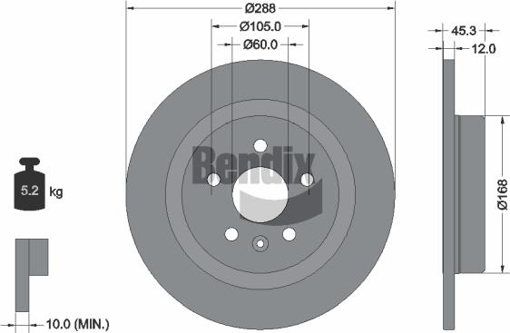BENDIX Braking BDS1507 — Tarcza hamulcowa