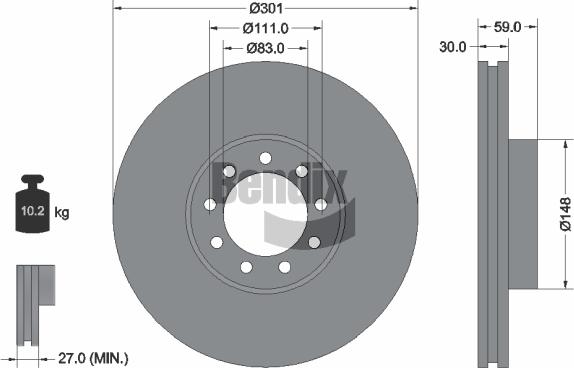 BENDIX Braking BDS1515 — Tarcza hamulcowa
