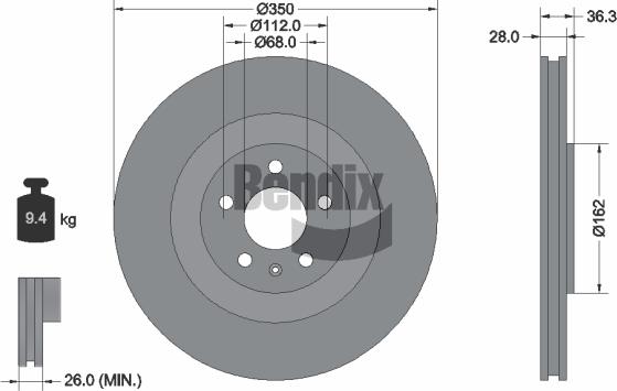BENDIX Braking BDS1516HC — Tarcza hamulcowa