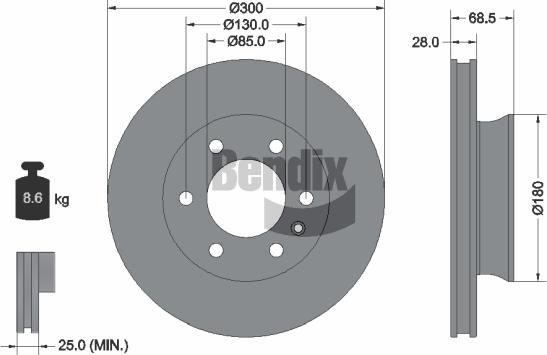 BENDIX Braking BDS1585 — Tarcza hamulcowa