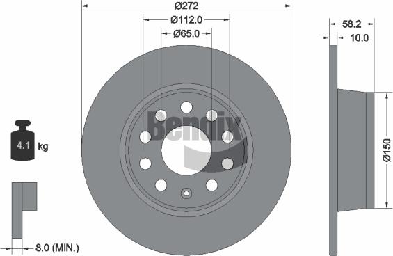 BENDIX Braking BDS1581 — Tarcza hamulcowa