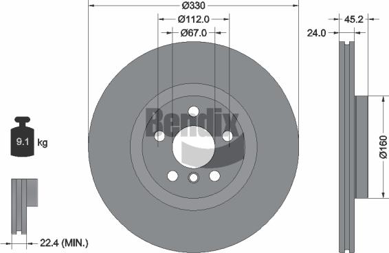 BENDIX Braking BDS1530HC — Tarcza hamulcowa