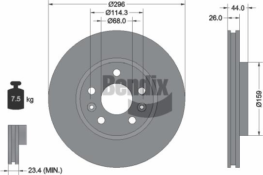 BENDIX Braking BDS1538 — Tarcza hamulcowa