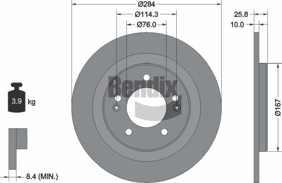 BENDIX Braking BDS1525 — Tarcza hamulcowa