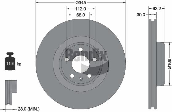 BENDIX Braking BDS1574HC — Tarcza hamulcowa