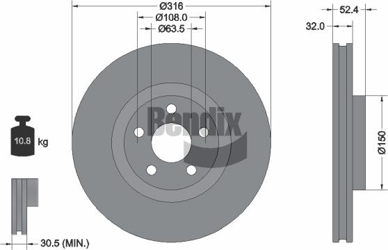 BENDIX Braking BDS1571HC — Tarcza hamulcowa