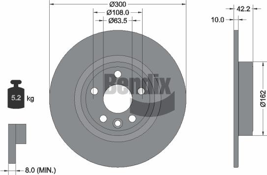 BENDIX Braking BDS1572 — Tarcza hamulcowa