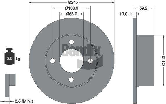 BENDIX Braking BDS1690 — Tarcza hamulcowa