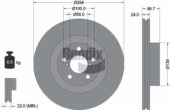 BENDIX Braking BDS1644 — Tarcza hamulcowa