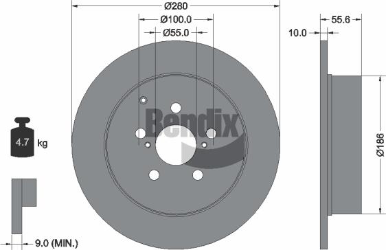 BENDIX Braking BDS1648 — Tarcza hamulcowa