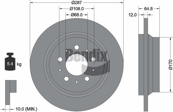 BENDIX Braking BDS1643 — Tarcza hamulcowa